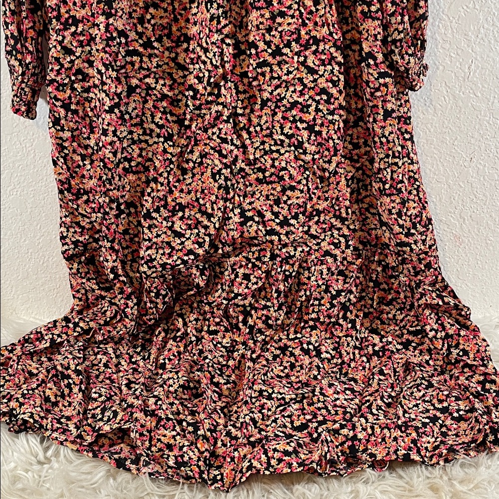 H&M Ditsy Floral Crepe Long Midi Peasant Dress Size XS - Picture 4 of 9